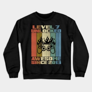 Level 7 Unlocked Birthday 7 Years Old Awesome Since 2013 Crewneck Sweatshirt